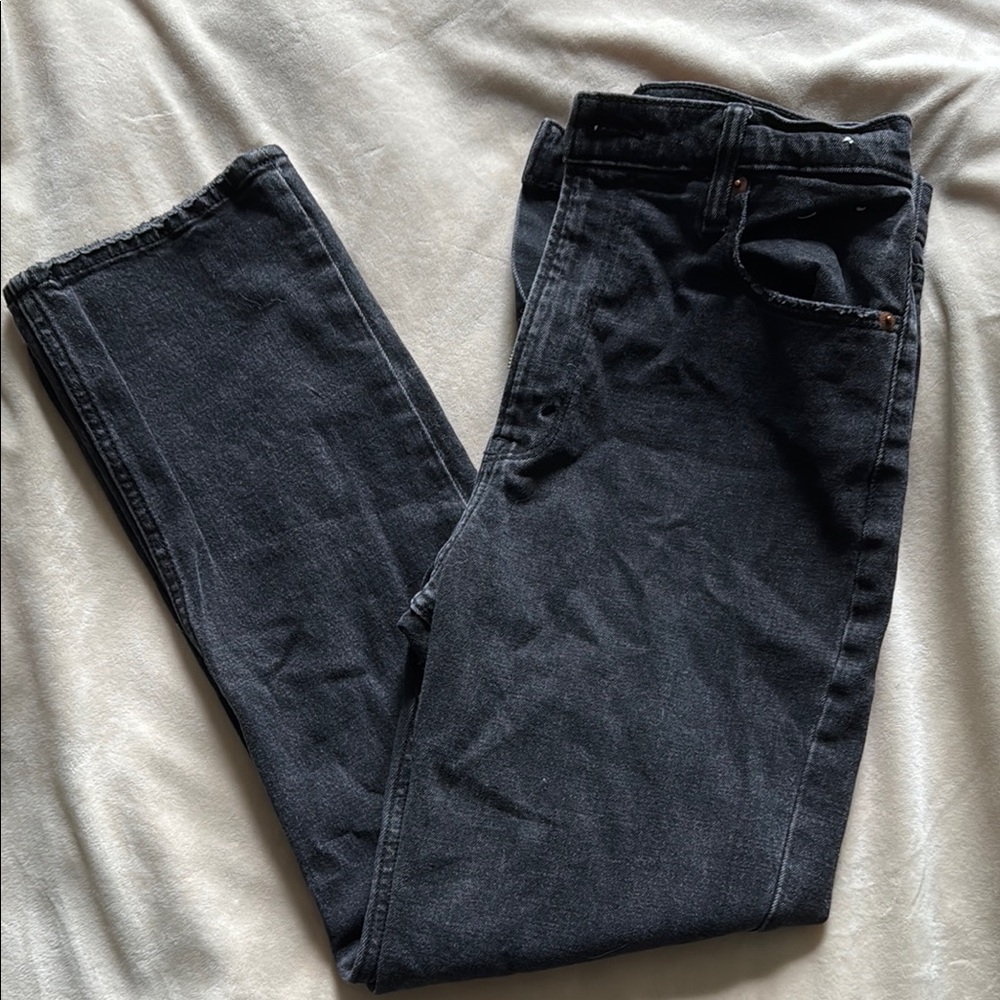 Abercrombie Black Ankle Straight Ultra High Rise Jeans